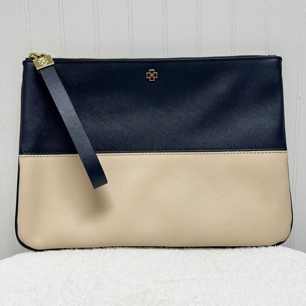 Ann Taylor Navy & Off Pink Colorblock Clutch